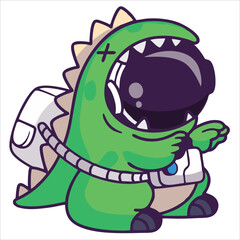 Cute cartoon dino design flat illustration