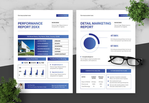 Gradient Blue And Black Performance Report Flyer