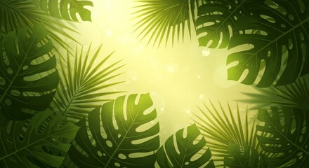 Tropical Leaves Jungle Green Illustration Background