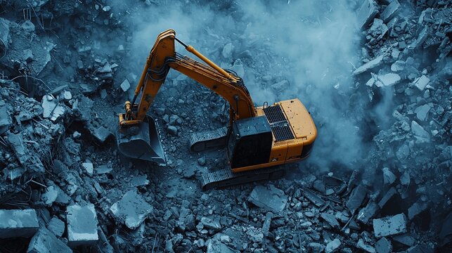 Near-miss construction accident urban site gigapixel image chaotic environment aerial view safety awareness