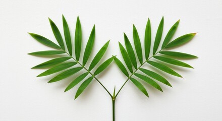 Obraz premium Two Green Leaves on White Background Photo