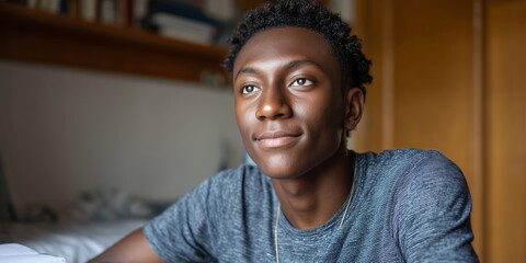 Focused student engages in home learning environment