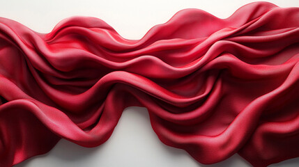 Draped crimson red fabric, flowing and billowing, smooth elegant folds.