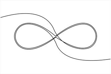 Infinity symbol single continuous line concept of unlimited eternity. Vector one line illustration