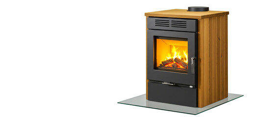 wood burning stove isolated on white