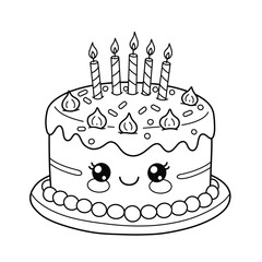 Cute Birthday Cake with Candles