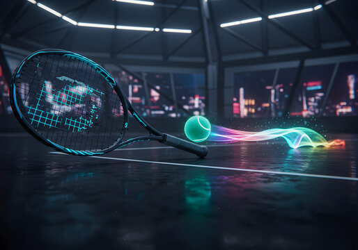 Futuristic tennis equipment technology illustration - Powered by Adobe