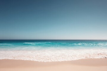 Fototapeta premium minimalistic sandy beach with gentle waves and zero people evoking sense of tranquility with wide open sky