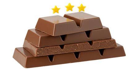 Isolated Stack of Chocolate Bars Golden Stars