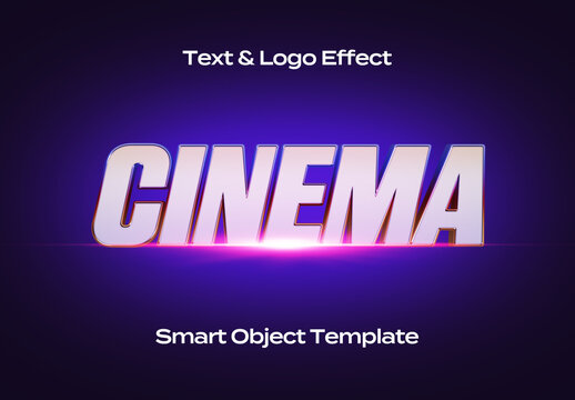 Cinematic Cinema Movie Text Logo Style Effect Mockup Logotype Template Shape