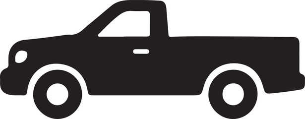 Silhouette of a Pickup Truck: A sleek, monochromatic silhouette of a pickup truck, embodying the essence of utilitarian design, transportation, and ruggedness.