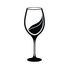 Wine Glass Curved Vector Silhouette