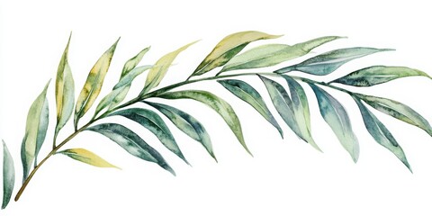 Naklejka premium tropical leaves clipart set, watercolor palm and fern vector illustration on white background