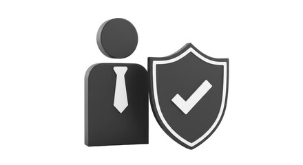 Isolated 3D Rendered Business Person with Shield