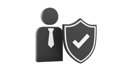Isolated 3D Rendered Business Person with Shield