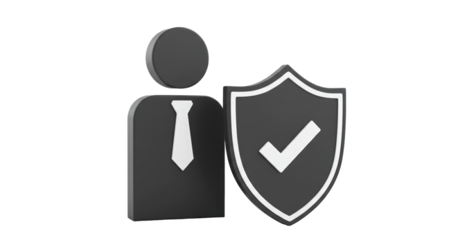 Isolated 3D Rendered Business Person with Shield