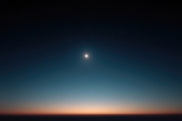 stargazing night sky with single bright star on horizon