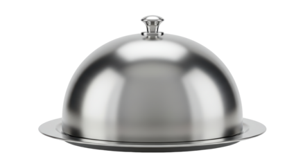 Isolated Silver Food Dome and Serving Platter for Elegant Dining