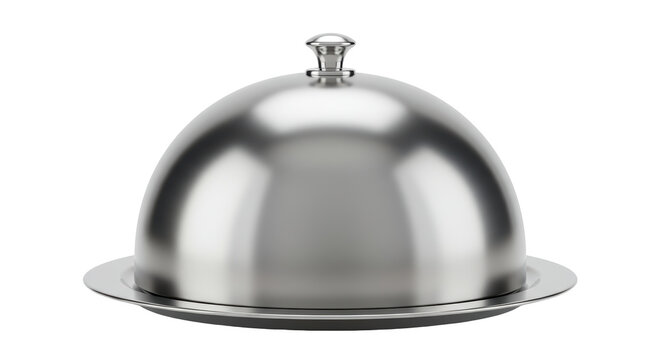 Isolated Silver Food Dome and Serving Platter for Elegant Dining