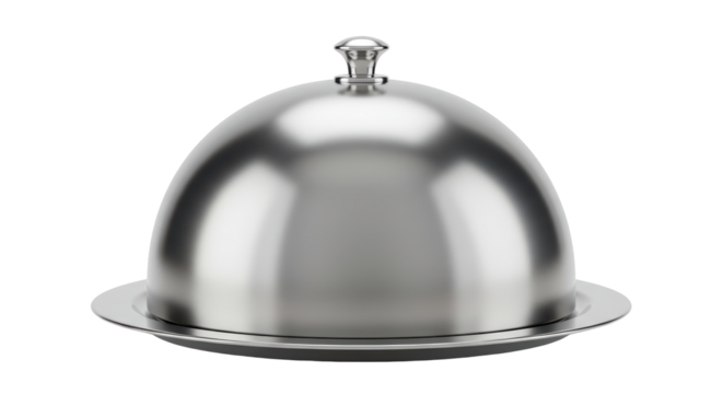 Isolated Silver Food Dome and Serving Platter for Elegant Dining