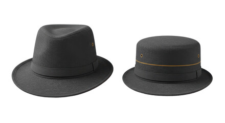 Isolated Gray Fedora and Pork Pie Hats for Fashion