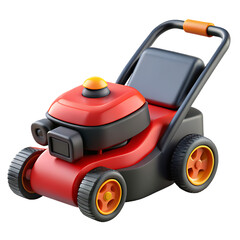 Fototapeta premium 3D self propelled red and black lawn mower on white background.png