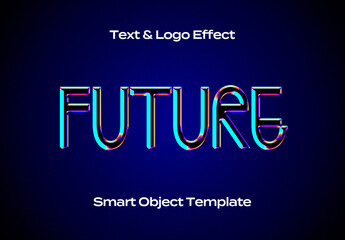 Future Black Chrome Space Text Logo Style Effect Mockup Logotype Template Shape