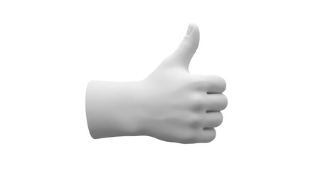 Isolated White Hand Giving Thumbs Up Gesture