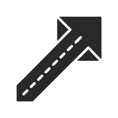 arrow up right icon vector silhouette illustration isolated on white background