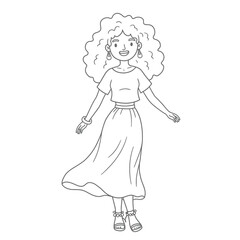 Stylish Woman in Flowing Skirt