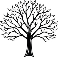 Tree Silhouette Vector Illustration In White Background