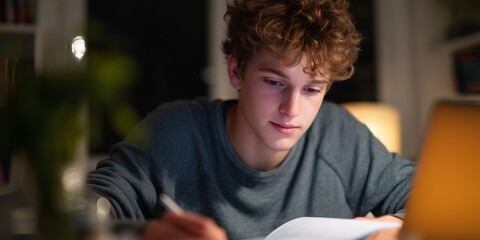 Student engaged in online learning at home for remote education
