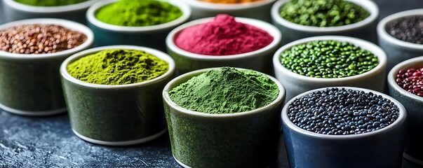 Colorful superfoods bowls, healthy diet