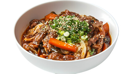 Fototapeta premium Beef Veggie Bowl Recipe isolated on transparent background