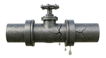 Isolated Leaking Pipe with Cracks Symbolizing Repair Needed