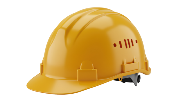 Isolated Yellow Construction Helmet for Workplace Safety