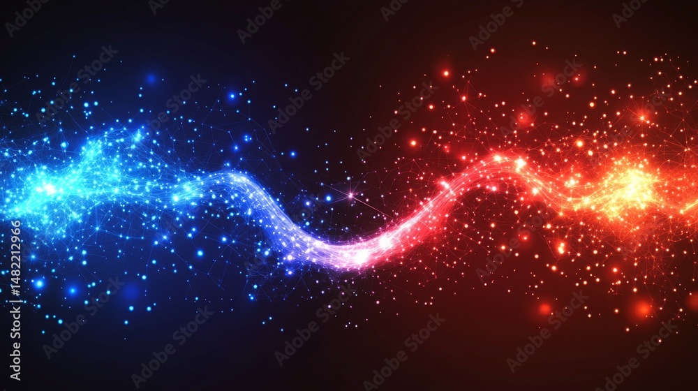 Wall mural the pulsing network illustration showcases a dynamic digital system, where neon-lit connections weav