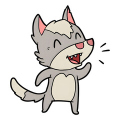 Obraz premium The Joyful Howl of a Cheerful Cartoon Wolf Pup