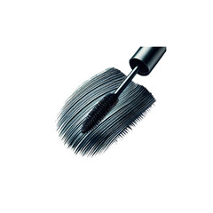 Mascara wand and smudge beauty product for eyelashes makeup cosmetic tool on transparent background