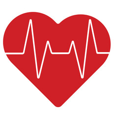 Red heart icon with sign heartbeat. Heart Beat or Pulse Signs. Heart beat pulse flat vector icon for medical apps and websites, hart logo, vector illustration. 