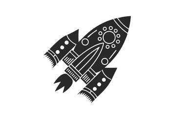 rocket icon vector silhouette illustration isolated on white background