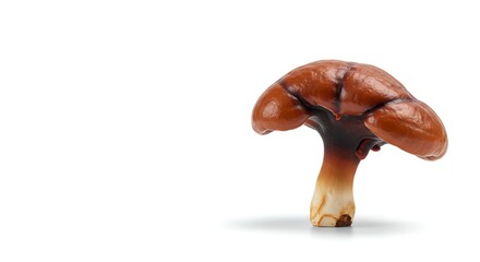 Isolated Brown Mushroom Standing on White Background