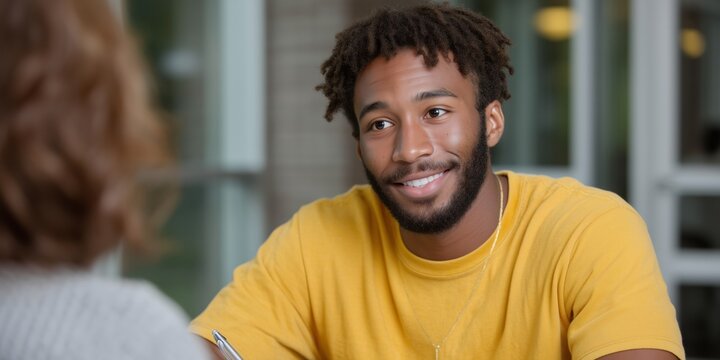 Student consulting financial advisor for educational assistance and planning