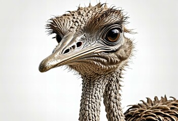 Beautiful Image Ostrich statue on a white background.