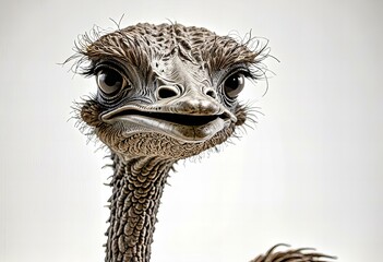 Beautiful Image Ostrich statue on a white background.