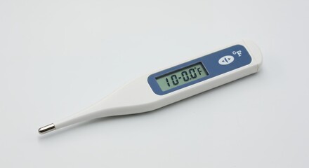 Digital Thermometer on White Background: Medical Device