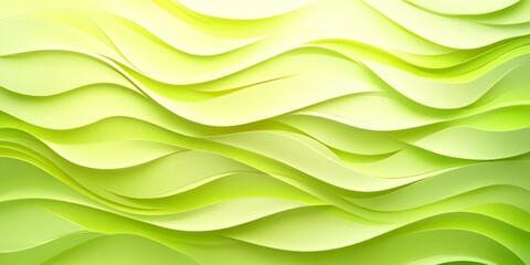 Obraz premium Green Abstract Wavy Background, Paper Carved Texture, Nature Inspired Design, Modern Paper Art