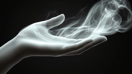 Obraz premium The arm is encircled by a captivating smoke pattern, featuring slender, curling wisps that blend smoothly into the surrounding skin, forming a mesmerizing, otherworldly spectacle