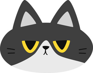 Obraz premium Black tuxedo grumpy cat face cartoon flat design clipart