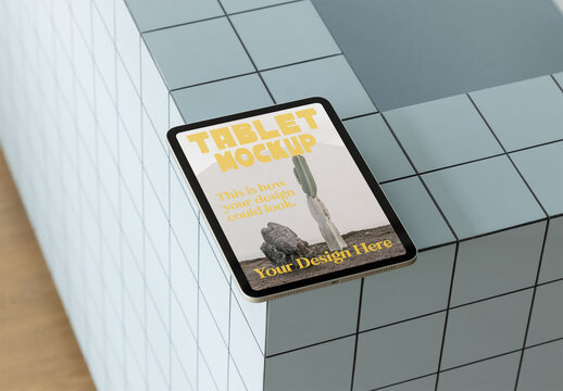 Vertical Tablet design displayed on a modern tiled surface.